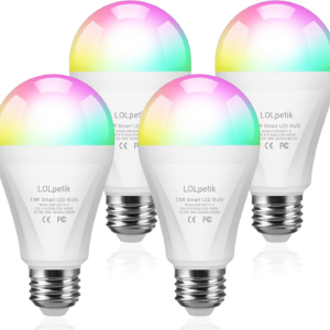 Smart Light Bulb, 13W 1300LM Super Bright Alexa LED Light Bulbs, RGBCW Color Changing LED Wifi Bulb, Compatible with Alexa Google Home, Dimmable with App, 120W Equivalent E26 A19 4Pack