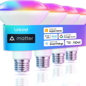 Smart Light Bulbs,  Matter-Enabled Color Changing LED Light Bulbs, RGBTW 8W (60Watt Eqv) BR30 Floodlights, E26 Medium Base, Smart Bulbs Work with Alexa, Google Home, Smartthings, 4-Pack