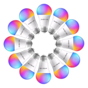 12 Pack  Wifi Smart Led Light Bulb,Dimmable RGB Color Changing Smart App Control (2.4Ghz Only), A19 E26 9W (60W Equivalent) 800 Lumen